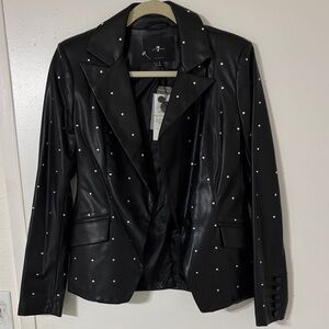 NWT Black Faux Leather Jacket with Rhinestones